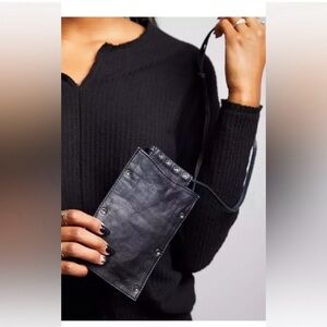 WE THE FREE PEOPLE NWT Black Leather Lanyard Bag